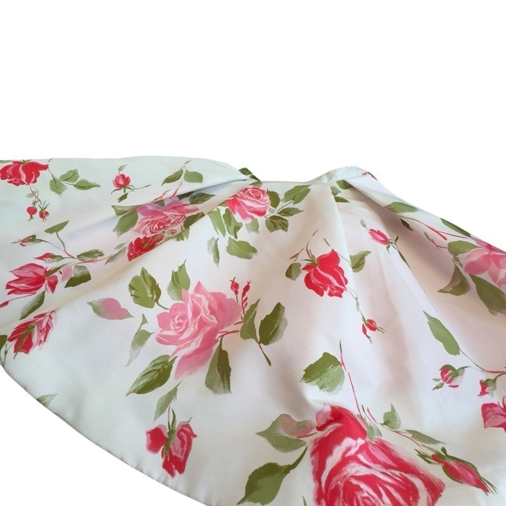Sherri Hill 50563 Pink Rose Floral Fit Flare Skirt White Designer Size 0 Bridal - Picture 7 of 16